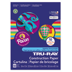 Tru-Ray Construction Paper, 76 lb Text Weight, 9 x 12, Assorted Bright Colors, 50/Pack