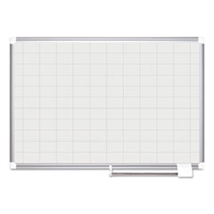 Gridded Magnetic Steel Dry Erase Planning Board, 2 x 3 Grid, 48 x 36, White Surface, Silver Aluminum Frame