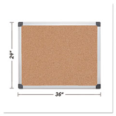 Value Cork Bulletin Board with Aluminum Frame, 24 x 36, Tan Surface, Silver Aluminum Frame