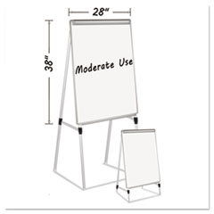 Silver Easy Clean Dry Erase Quad-Pod Presentation Easel, 45" to 79" High, Silver