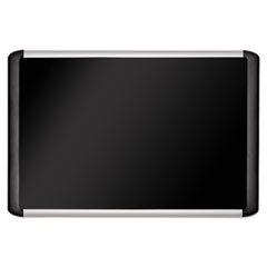 Soft-touch Bulletin Board, 36 x 24, Black Fabric Surface, Aluminum/Black Aluminum Frame