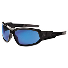 Skullerz Loki Safety Glass/Goggle, Black Frame/Blue Mirror Lens, Nylon/Polycarb, Ships in 1-3 Business Days