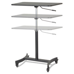 DC500 High Rise Collection Mobile Adjustable Standing Desk, 30.75" x 22" x 29" to 44", Black