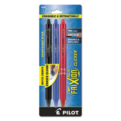 FriXion Clicker Erasable Gel Pen, Retractable, Fine 0.7 mm, Three Assorted Business Ink and Barrel Colors, 3/Pack
