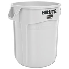 Vented Round Brute Container, 20 gal, Plastic, White