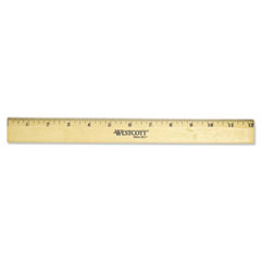 Wood Ruler with Single Metal Edge, Standard, 12" Long