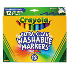 Ultra-Clean Washable Markers, Broad Bullet Tip, Assorted Colors, Dozen