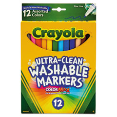 Ultra-Clean Washable Markers, Fine Bullet Tip, Assorted Colors, Dozen