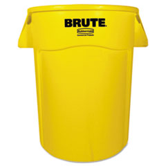 Vented Round Brute Container, 44 gal, Plastic, Yellow