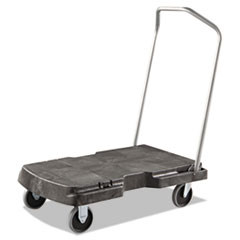 Triple Trolley Platform Truck with Angled-Loop Handle, 500 lb Capacity, 20.5 x 32.5 x 35, Black