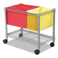 Wire Mobile File, Metal, 1 Shelf, 2 Bins, 14" x 24" x 20.5", Metallic Gray, Ships in 1-3 Business Days