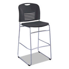 Vy Sled Base Bistro Chair, Supports Up to 350 lb, 30.5" Seat Height, Black Seat, Black Back, Silver Base