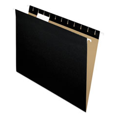 Colored Hanging Folders, Letter Size, 1/5-Cut Tabs, Black, 25/Box