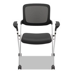 VL314 Mesh Back Nesting Chair, Supports Up to 250 lb, 19" Seat Height, Black Seat, Black Back, Silver Base