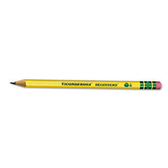 Ticonderoga Beginners Woodcase Pencil with Eraser and Microban Protection, HB (#2), Black Lead, Yellow Barrel, Dozen