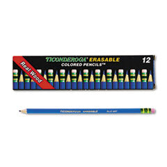 Erasable Colored Pencils, 2.6 mm, 2B, Blue Lead, Blue Barrel, Dozen