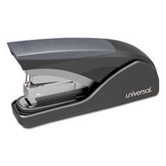 Deluxe Power Assist Flat-Clinch Full Strip Stapler, 25-Sheet Capacity, Black/Gray