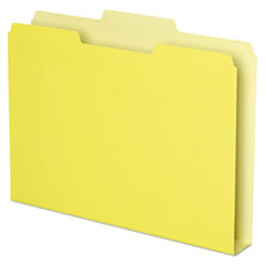 Double Stuff File Folders, 1/3-Cut Tabs: Assorted, Letter Size, 1.5" Expansion, Yellow, 50/Pack