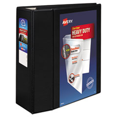 Heavy-Duty View Binder with DuraHinge and Locking One Touch EZD Rings, 3 Rings, 5" Capacity, 11 x 8.5, Black