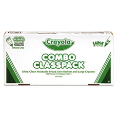 Crayon and Ultra-Clean Washable Marker Classpack, 8 Colors, 128 Each Crayons/Markers, 256/Box