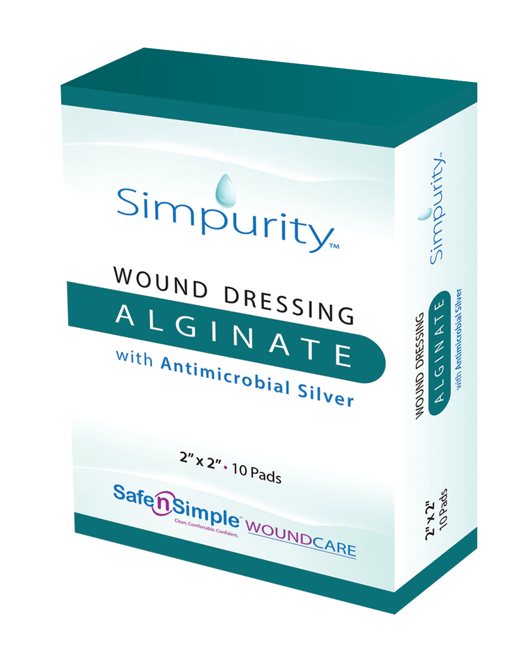 Silver Alginate 2" x 2" Dressing Pad - 10 Pads/Box - Sterilized