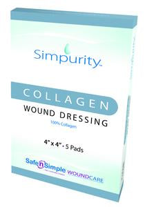 Collagen Pad 4" x 4" Dressing Pad - 100% Bovine - 5 Pads/Box - Sterilized