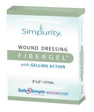 Fibergel 2" x 2" - Special Gel Forming High Absorption Dressing - 10 Pads/Box - Sterilized