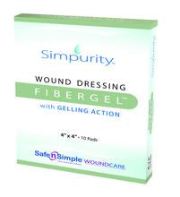 Fibergel 4" x 4" - Special Gel Forming High Absorption Dressing - 10 Pads/Box - Sterilized