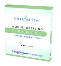 Fibergel 4" x 5" - Special Gel Forming High Absorption Dressing - 10 Pads/Box - Sterilized