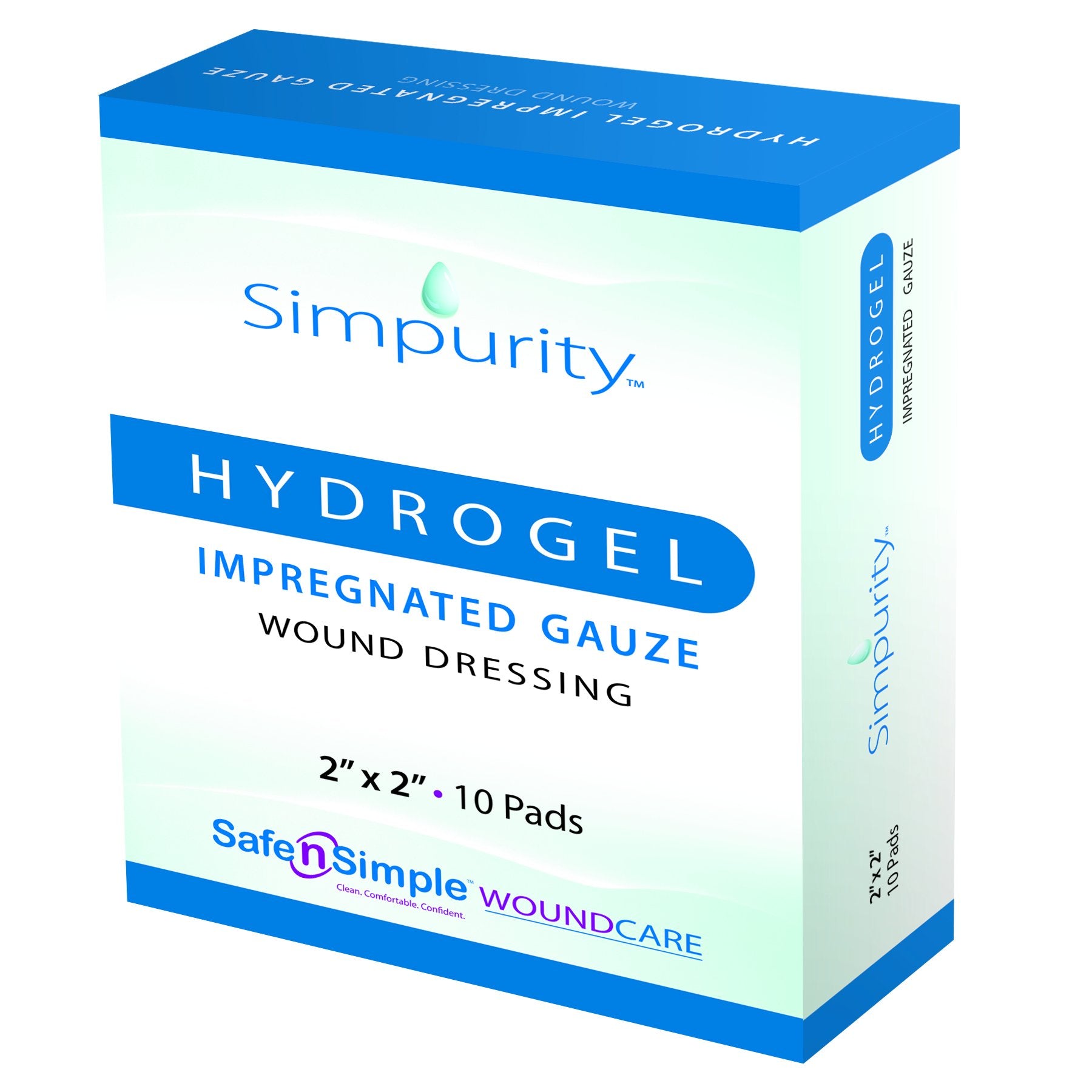 Impregnated Hydrogel Gauze  2" x 2" Dressing Pad - 10 Dressings/Box - Sterilized