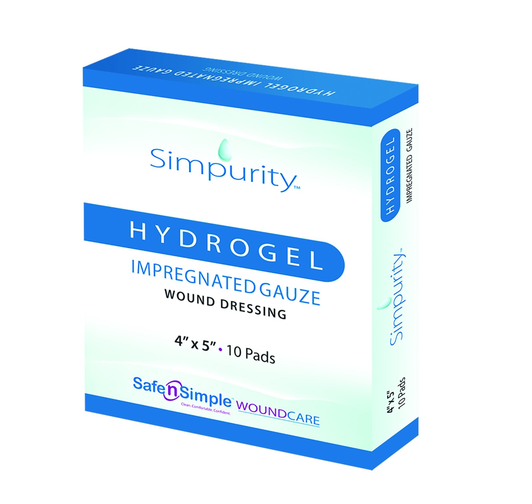 Impregnated Hydrogel Gauze  4" x 5" Dressing Pad - 10 Dressings/Box - Sterilized