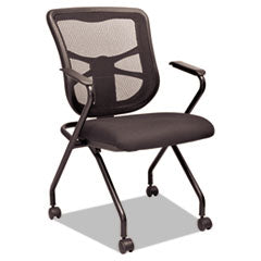 Alera Elusion Mesh Nesting Chairs with Padded Arms, Supports Up to 275 lb, 18.11" Seat Height, Black, 2/Carton