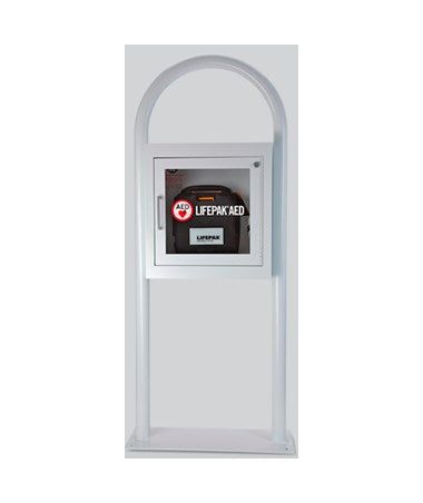 AED FLOOR STAND CABINET WITH ALARM- WHITE