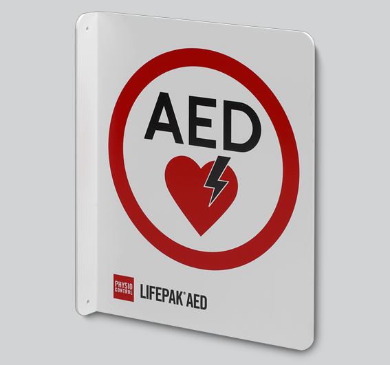 AED WALL SIGN TRADL W/LOGO T-MOUNT 8X10