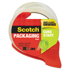 Sure Start Packaging Tape with Dispenser, 3" Core, 1.88" x 38.2 yds, Clear