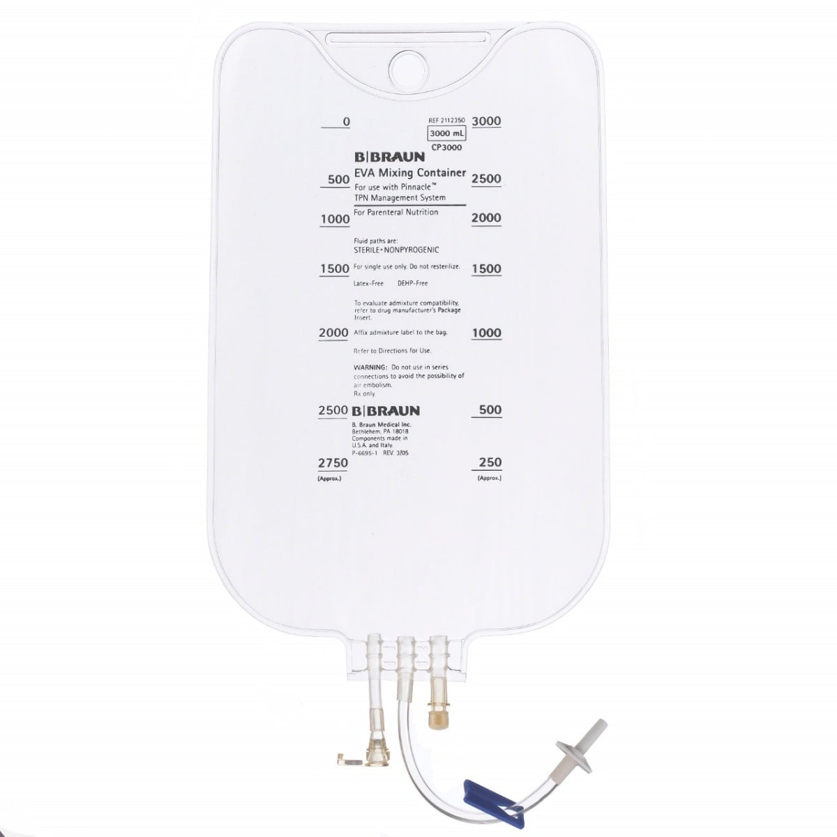 PINNACLE® Single Chamber Mixing Container, EVA Formulation, 3000 mL