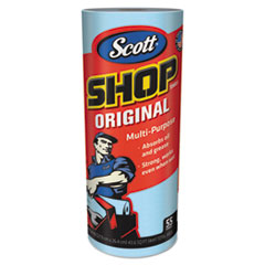 Shop Towels, Standard Roll, 1-Ply, 9.4 x 11, Blue, 55/Roll, 12 Rolls/Carton