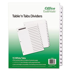 Table 'n Tabs Dividers, 15-Tab, 1 to 15, 11 x 8.5, White, White Tabs, 1 Set