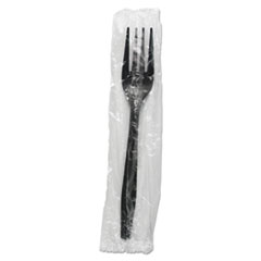 Heavyweight Wrapped Polypropylene Cutlery, Fork, Black, 1,000/Carton