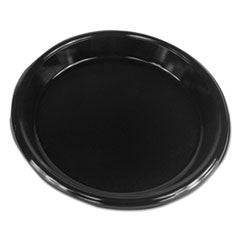 Hi-Impact Plastic Dinnerware, Plate, 10" dia, Black, 125/Sleeve, 4 Sleeves/Carton