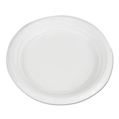 Hi-Impact Plastic Dinnerware, Plate, 6" dia, White, 1,000/Carton