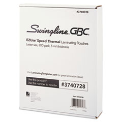 EZUse Thermal Laminating Pouches, 5 mil, 9" x 11.5", Gloss Clear, 200/Pack