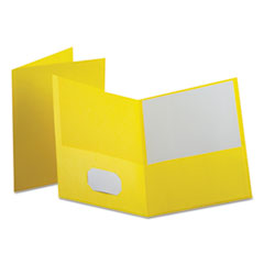 Leatherette Two Pocket Portfolio, 8.5 x 11, Yellow/Yellow, 10/Pack