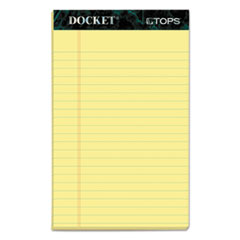 Docket Ruled Perforated Pads, Narrow Rule, 50 Canary-Yellow 5 x 8 Sheets, 12/Pack