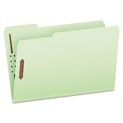 Heavy-Duty Pressboard Folders with Embossed Fasteners, 1/3-Cut Tabs, 3" Expansion, 2 Fasteners, Legal Size, Green, 25/Box