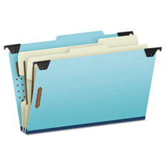 Hanging Classification Folders with Dividers, Legal Size, 2 Dividers, 2/5-Cut Exterior Tabs, Blue