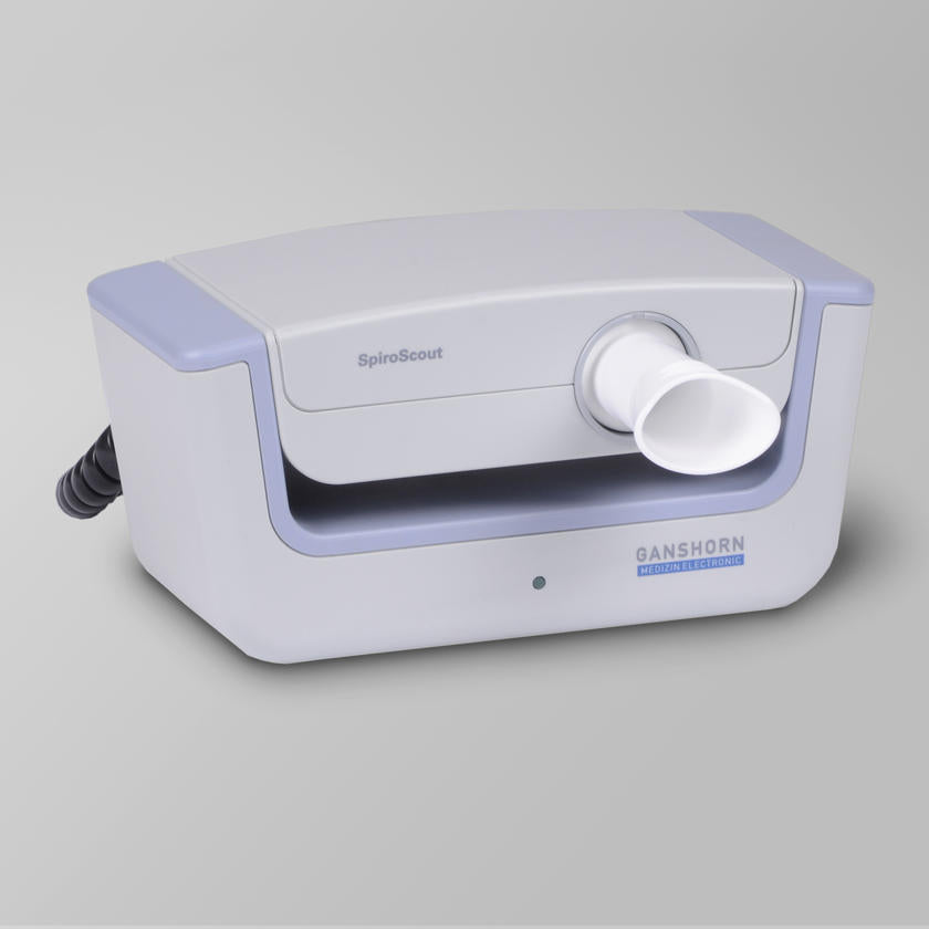 SpiroScout - PC Based Ultra Sound Spirometry System Includes: SpiroScout Base Station SpiroScout Sensor. Spiral cable Sensor to Base Station. USB cable. 50 mouthpieces Nose clip standard, 10 pcs.