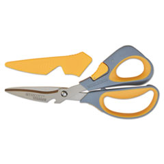 Titanium Bonded Workbench Shears, 8" Long, 3" Cut Length, Gray/Yellow Offset Handle