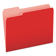 Colored File Folders, 1/3-Cut Tabs: Assorted, Letter Size, Red/Light Red, 100/Box