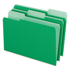 Colored File Folders, 1/3-Cut Tabs: Assorted, Legal Size, Green/Light Green, 100/Box